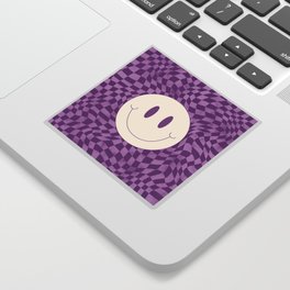 Warp checked smiley in purple Sticker