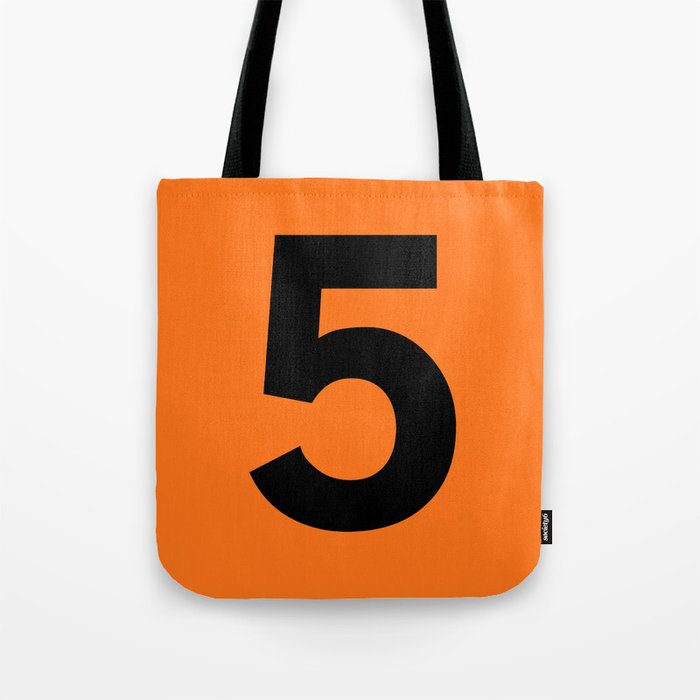 Number 5 (Black & Orange) Tote Bag