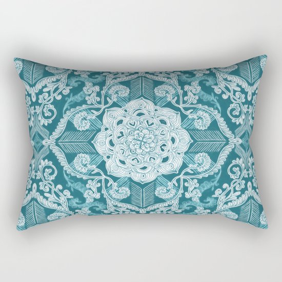 Centered Lace - Teal Rectangular Pillow