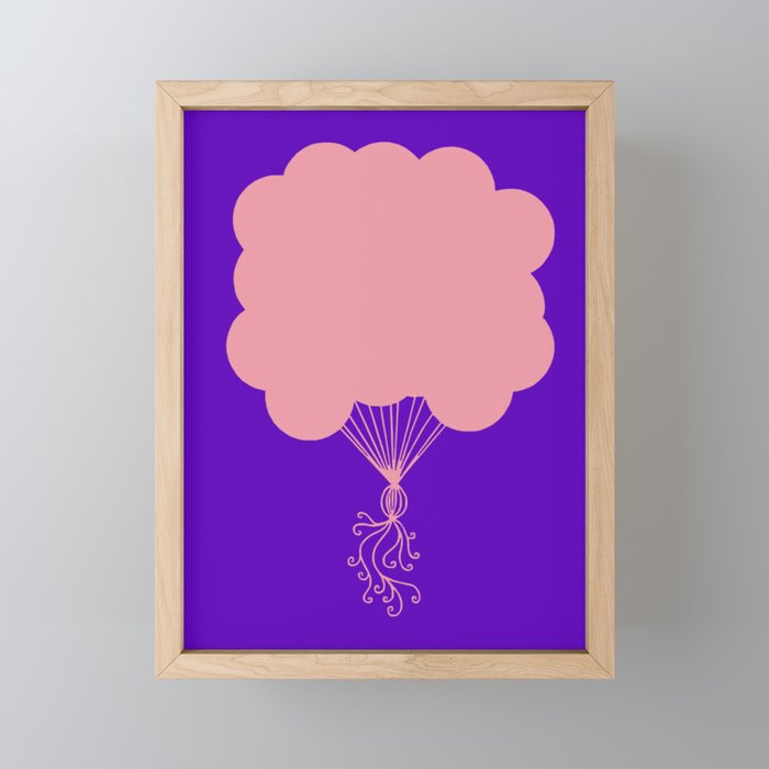 Pink Party Balloons Silhouette Framed Mini Art Print