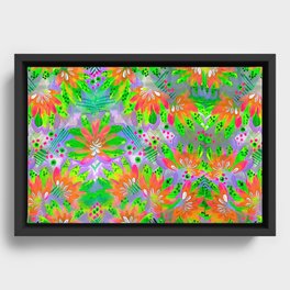 Floral Rainbow Pattern Framed Canvas