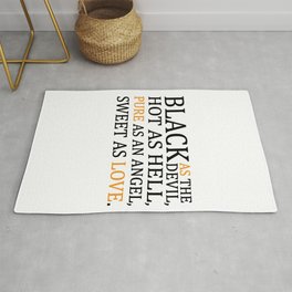 Coffee Black as The Devil Pure as Love Funny Quote Rug