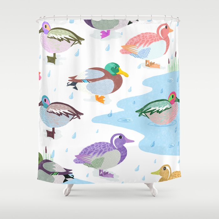Nice Weather For Ducks Shower Curtain, Nice Shower Curtains