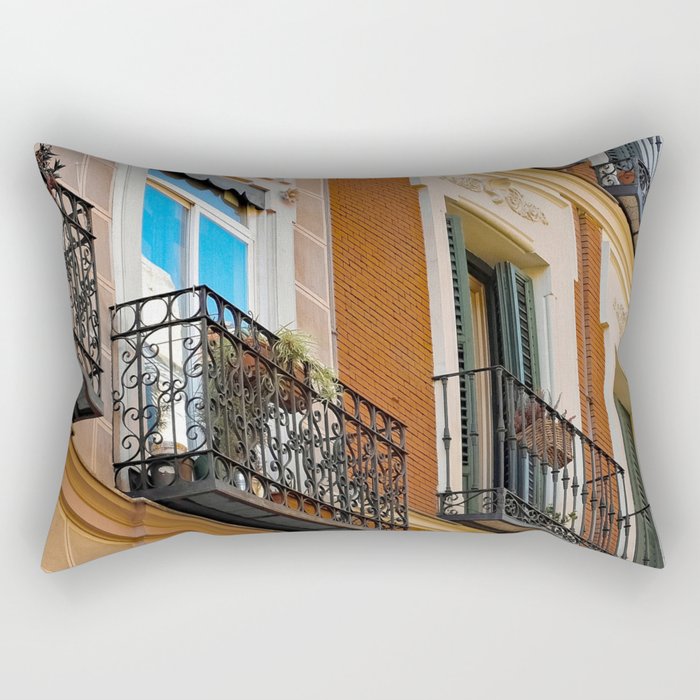 Spain Photography - Apartments With Small Balconies In Madrid Rectangular Pillow