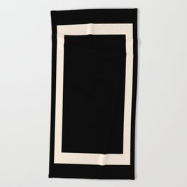 Simple Elegant Minimalist Frame Pattern III in Solid Black and Almond Cream Beach Towel