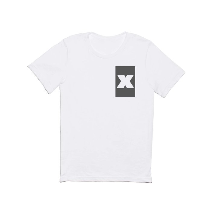 x (White & Grey Letter) T Shirt