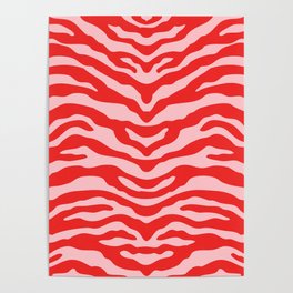 Zebra Red and Pink Poster