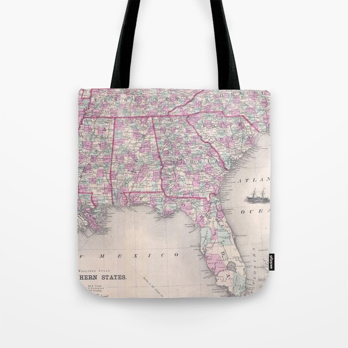 Vintage Map of The Southern United States (1868) Tote Bag