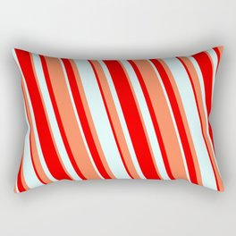 [ Thumbnail: Red, Light Cyan & Coral Colored Lines/Stripes Pattern Rectangular Pillow ]