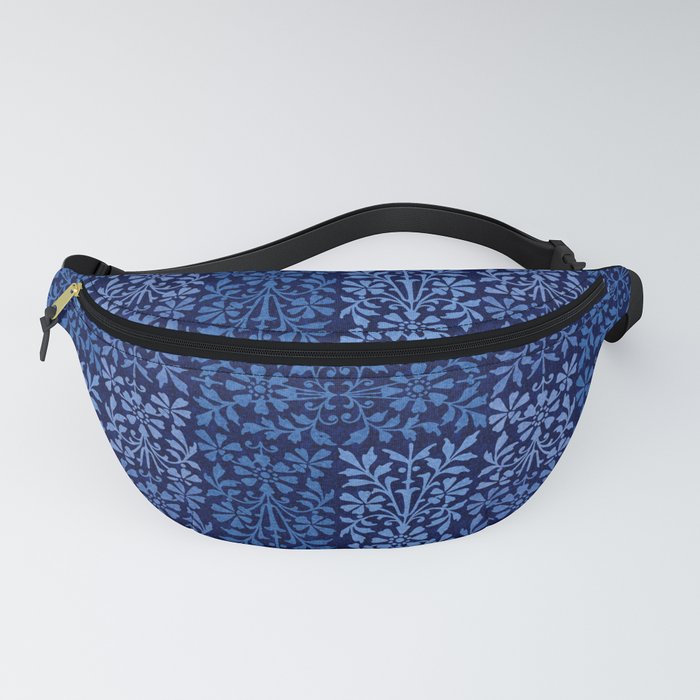 Arts and Crafts Floral Indigo Blue Fanny Pack