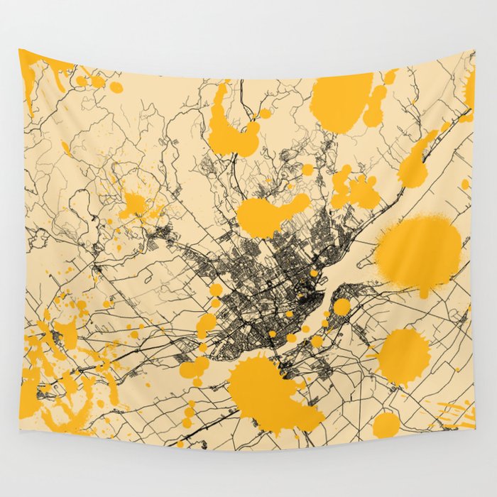 Canada, Quebec - artistic map Wall Tapestry