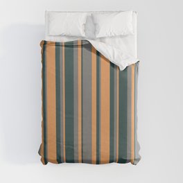 [ Thumbnail: Grey, Dark Slate Gray & Brown Colored Lined/Striped Pattern Duvet Cover ]