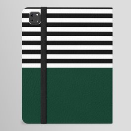Dark Green With Black and White Stripes iPad Folio Case