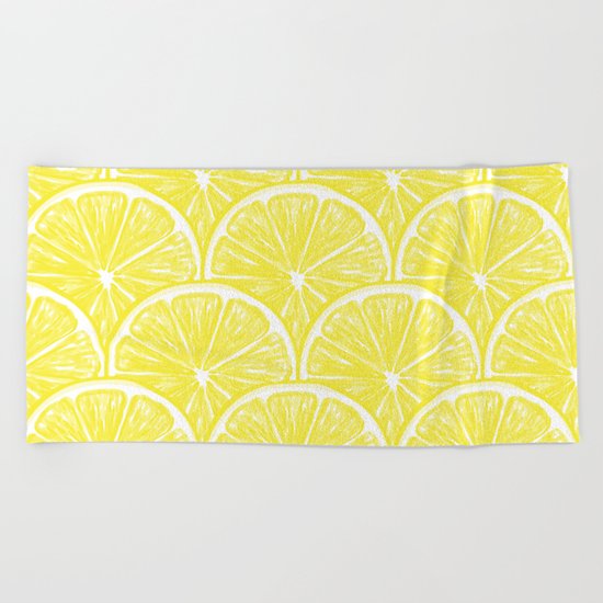 Lemon slices pattern design II Beach Towel