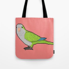 Pixel / 8-bit Parrot: Green Quaker Parrot Tote Bag