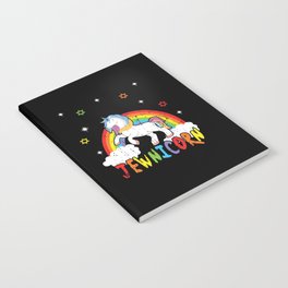 Cute Rainbow Unicorn Jew Menorah Happy Hanukkah Notebook