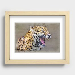 Wild Jaguar attacking Recessed Framed Print