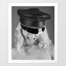 Kinky photography - Sexy woman wearing a leather hat Art Print