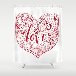 Heart Doodles of Love Shower Curtain