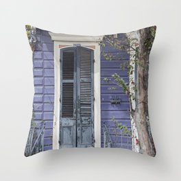 New Orleans Blue Marigny Door Throw Pillow