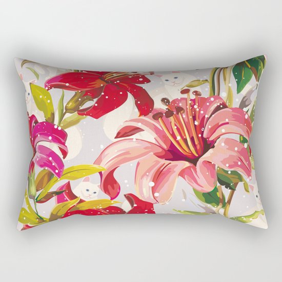 Patron flowers and cats Rectangular Pillow