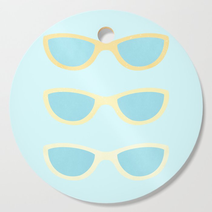 Yellow and blue retro sunglasses Cutting Board