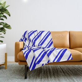 [ Thumbnail: Blue & White Colored Striped Pattern Throw Blanket ]