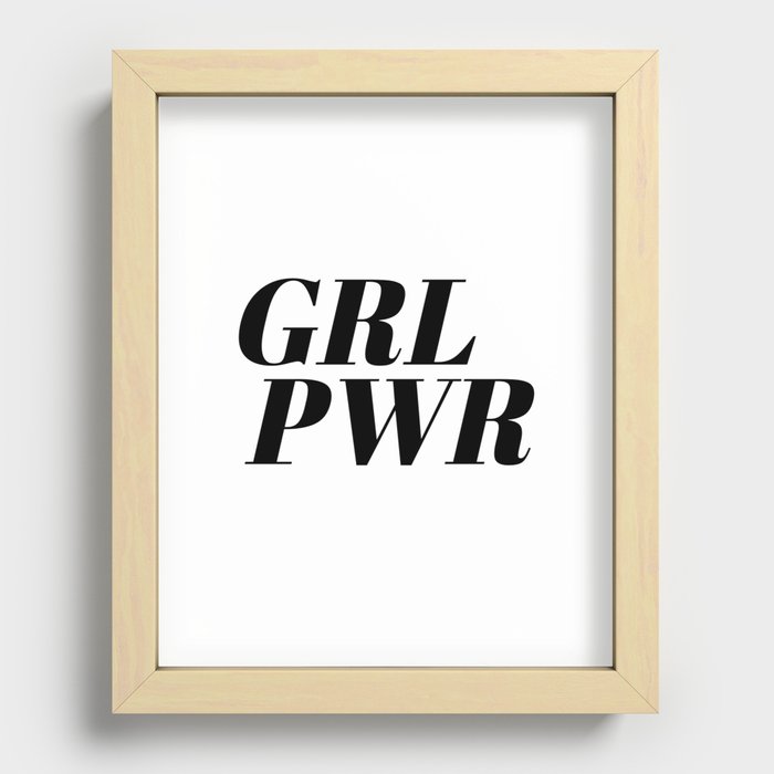 GRL PWR white print Recessed Framed Print