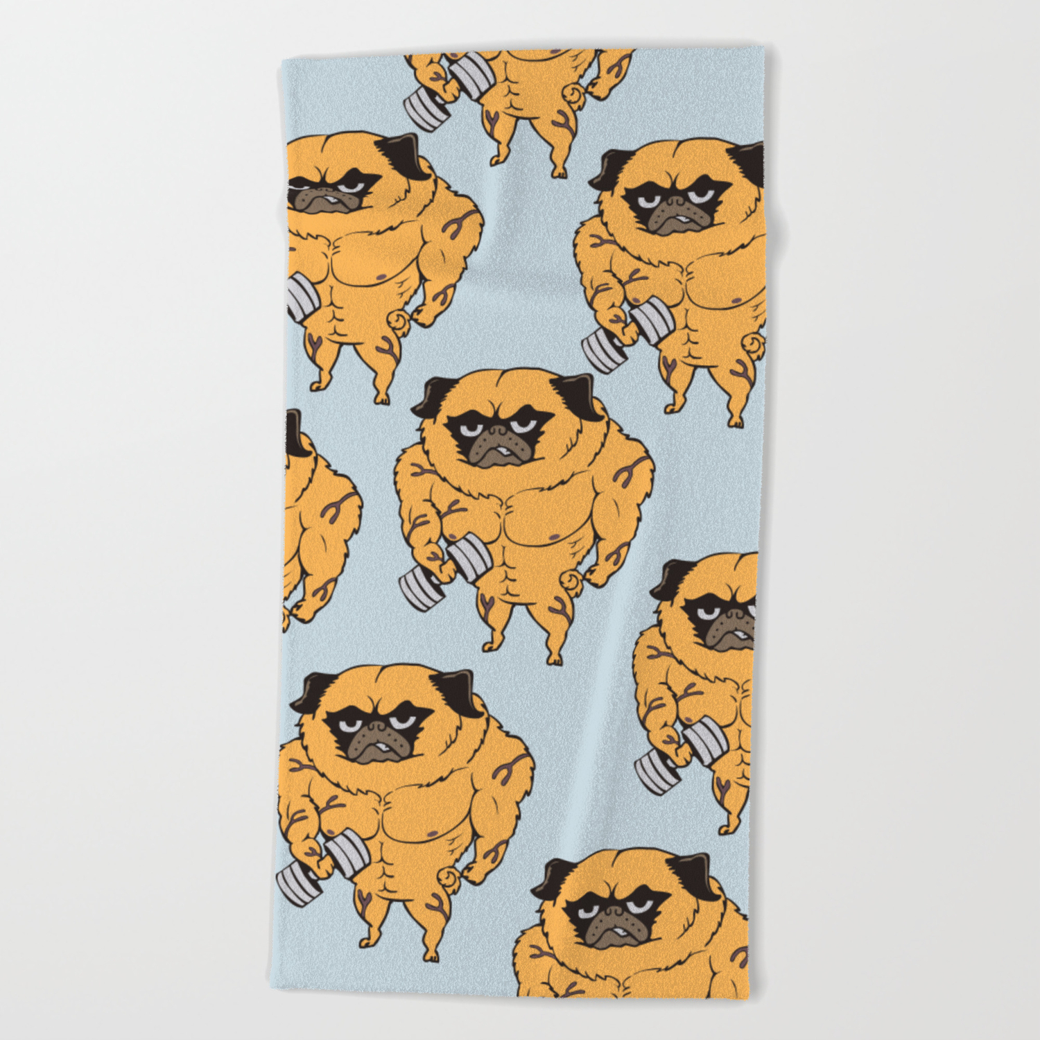 pug beach towel