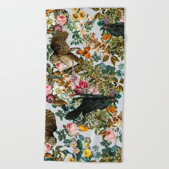 FLORAL AND BIRDS VI Beach Towel