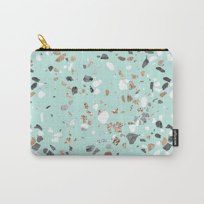 Glitter and Grit Marble Mint Green Carry-All Pouch