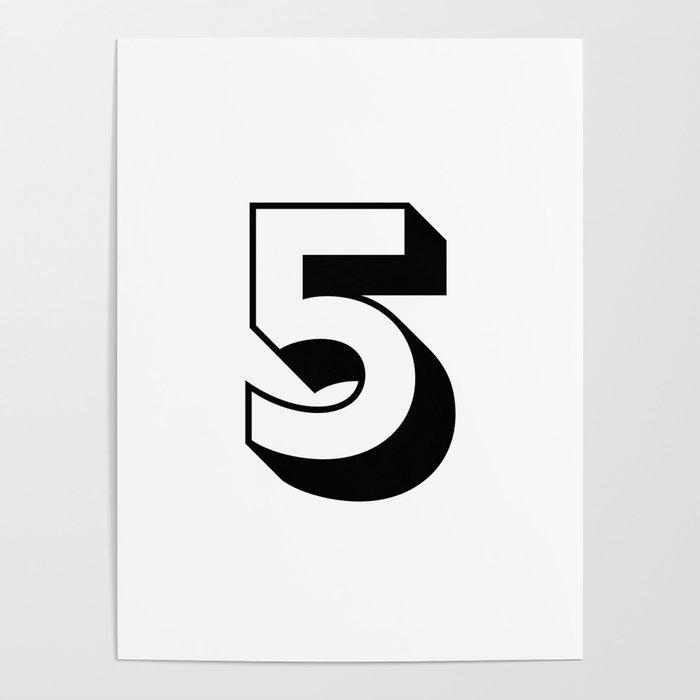 Number five Print, Number 5, 5 Print, Number 5 Art, Printable Number Art,  Number Wall Decor, Black and White Number 5, Minimalist Number