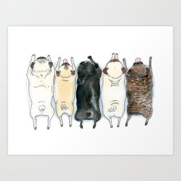 The Pug Spectrum - Pug butts in a row Art Print