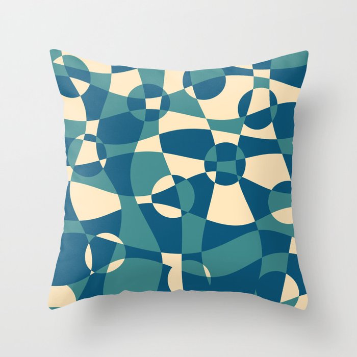 Abstract Geometric Pattern - Blue & Green Throw Pillow