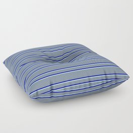 [ Thumbnail: Light Slate Gray, Dark Blue, and Light Blue Colored Stripes/Lines Pattern Floor Pillow ]