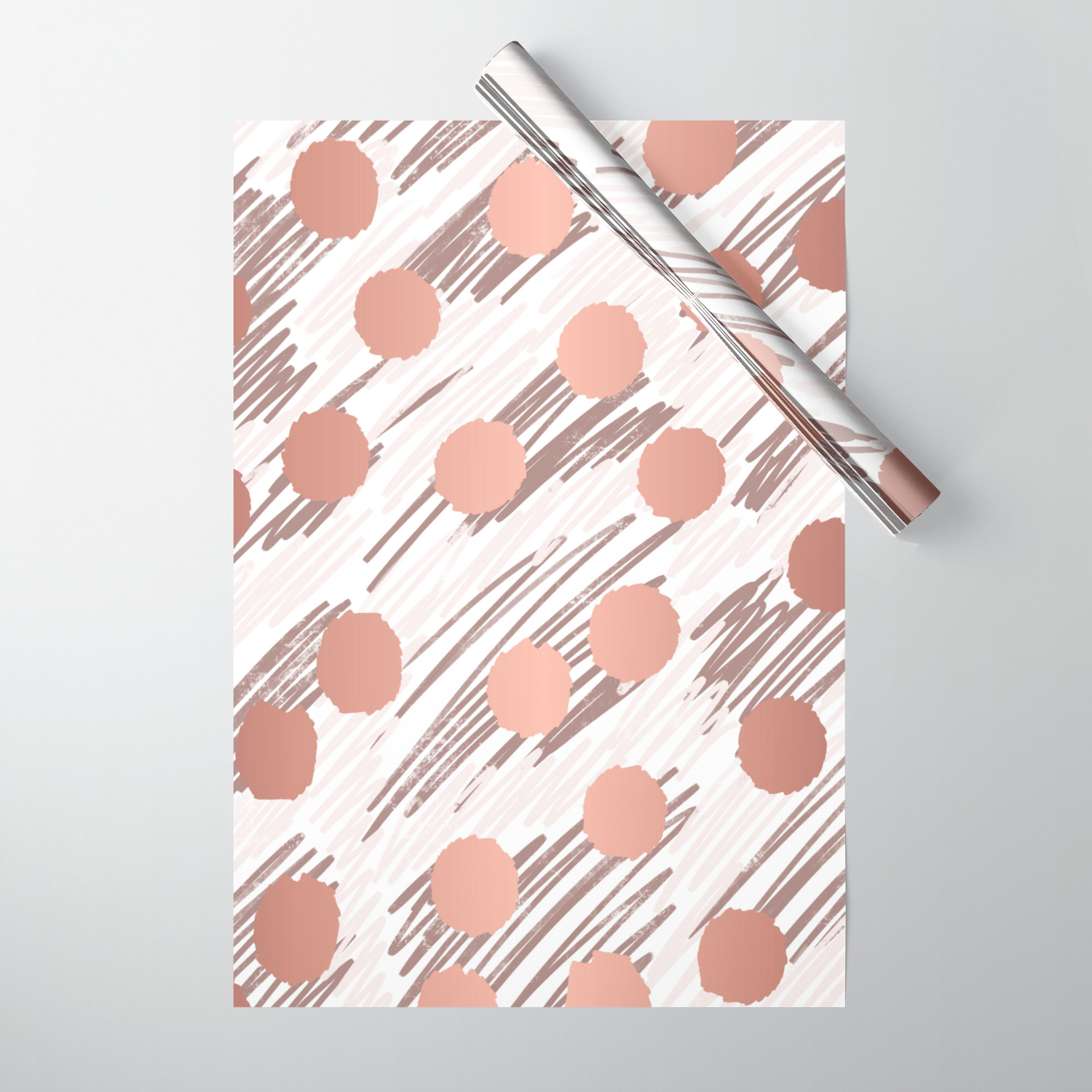 Scratch And Dot Abstract Minimalist Copper Metallic Art And