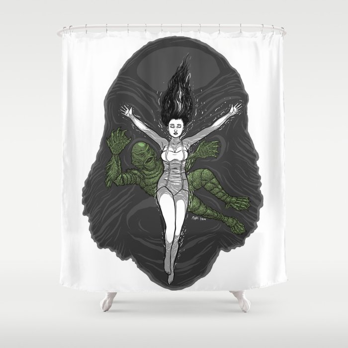 Swimming with the Creature Shower Curtain