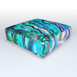Teal Abalone Pearl Shell Outdoor Floor Cushion