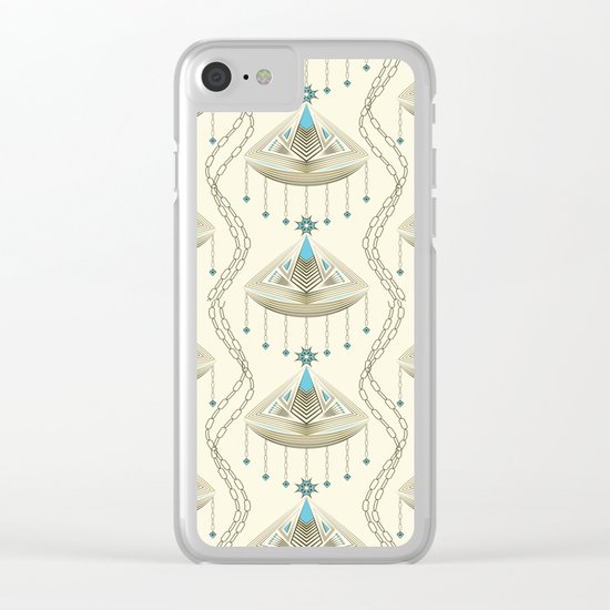 Beautiful medallions with blue appliqués . Clear iPhone Case