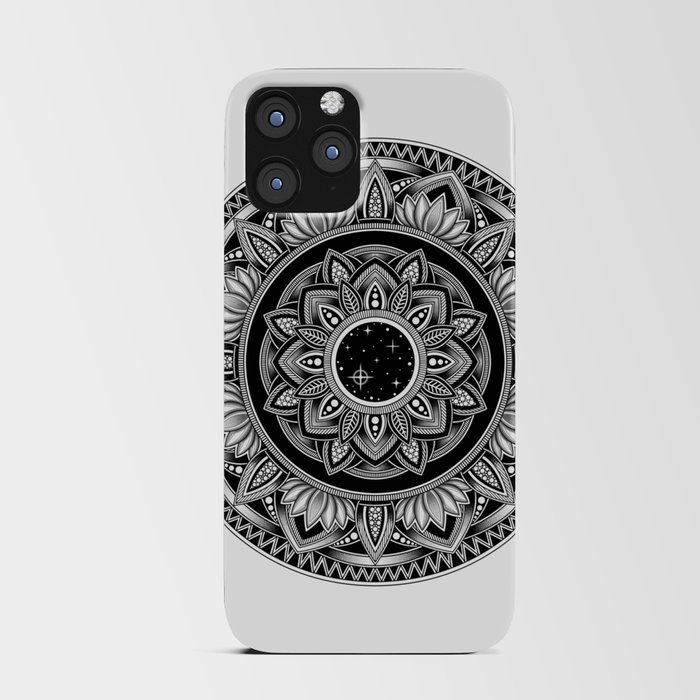 Black and white lotus mandala art iPhone Card Case