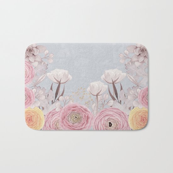 Floral Spring Greatings - Pastel Flowers on #Society6 Bath Mat