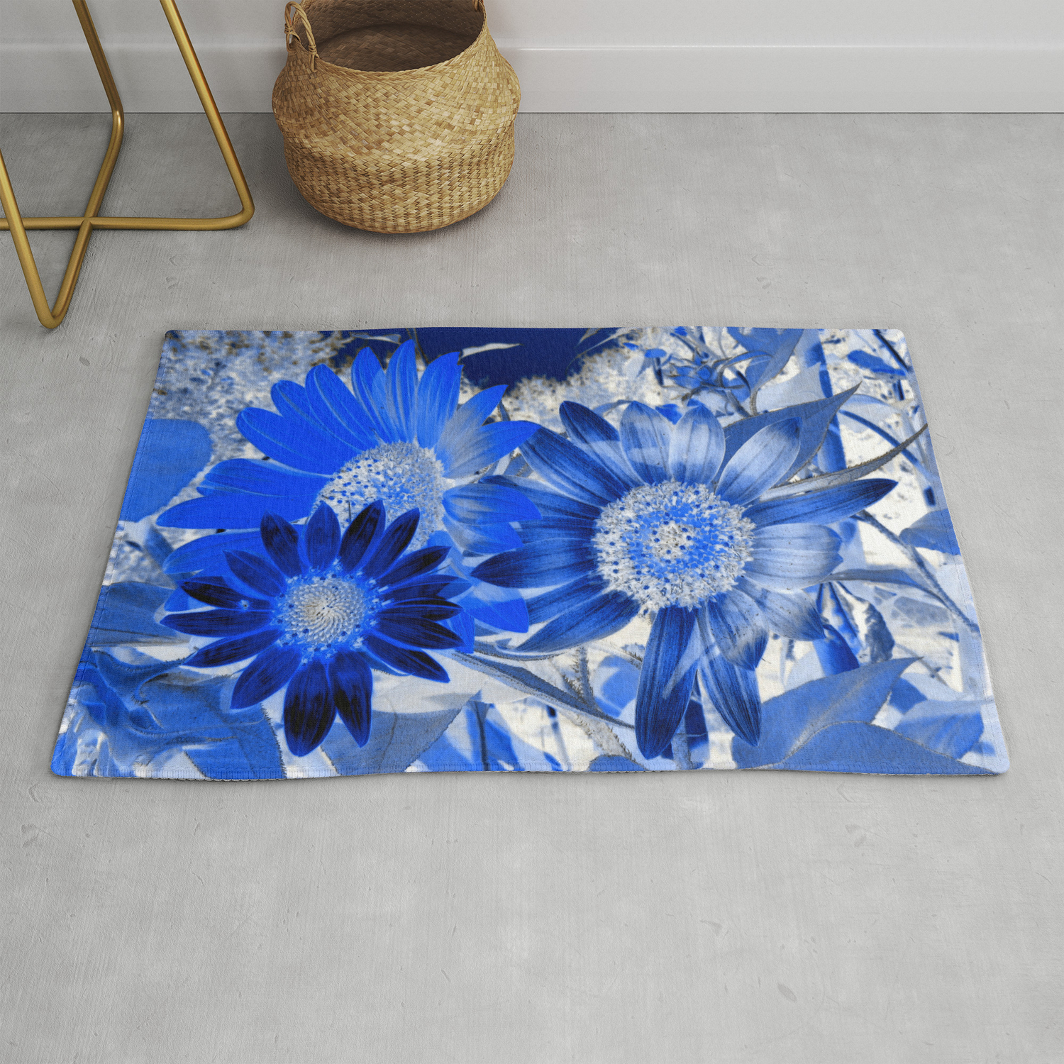 3 Blue Sunflowers Rug By Bellamahri Society6