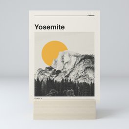 Retro Travel Poster, Yosemite National Park Collage Mini Art Print