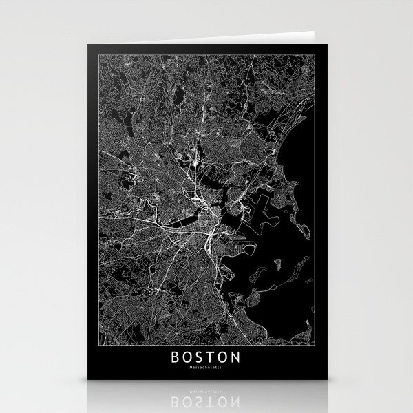 Boston Black Map Stationery Cards