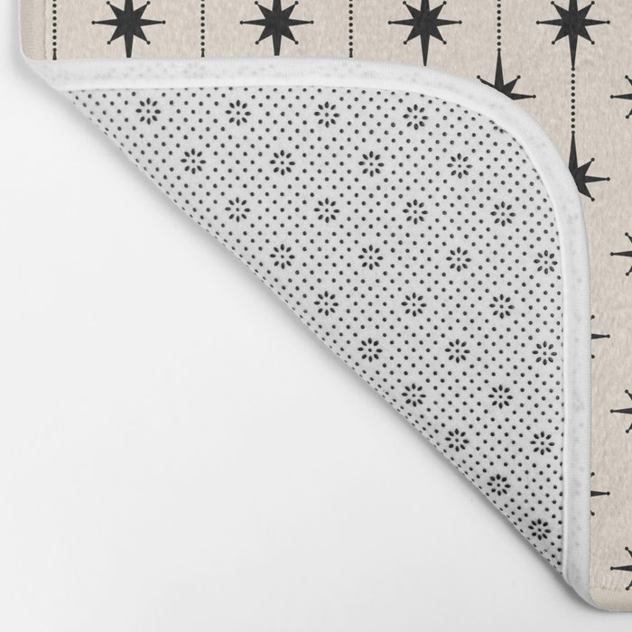 Midcentury Stars and Dots Classic Pattern in Black and Almond Cream