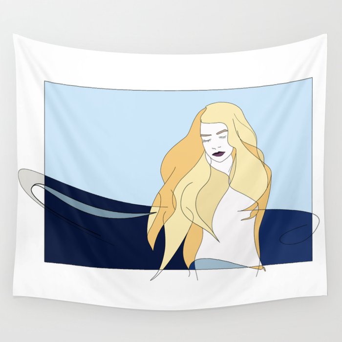 Naiades Goddess Of The Sea Naked Woman Blonde Hair Drawing Wall
