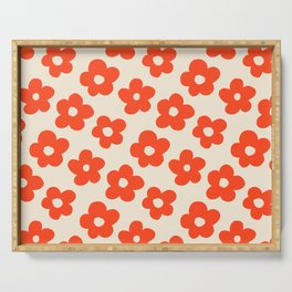 Retro 60s 70s Flower Pattern #pattern #vintage #poppy Serving Tray
