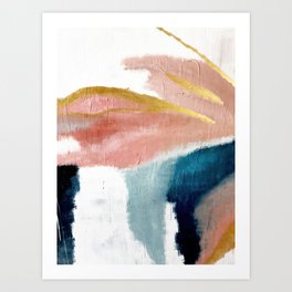 Exhale: a pretty, minimal, acrylic piece in pinks, blues, and gold Art Print