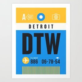 Luggage Tag A - DTW Detroit USA Art Print
