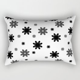 Black and White Daisy Pattern Rectangular Pillow